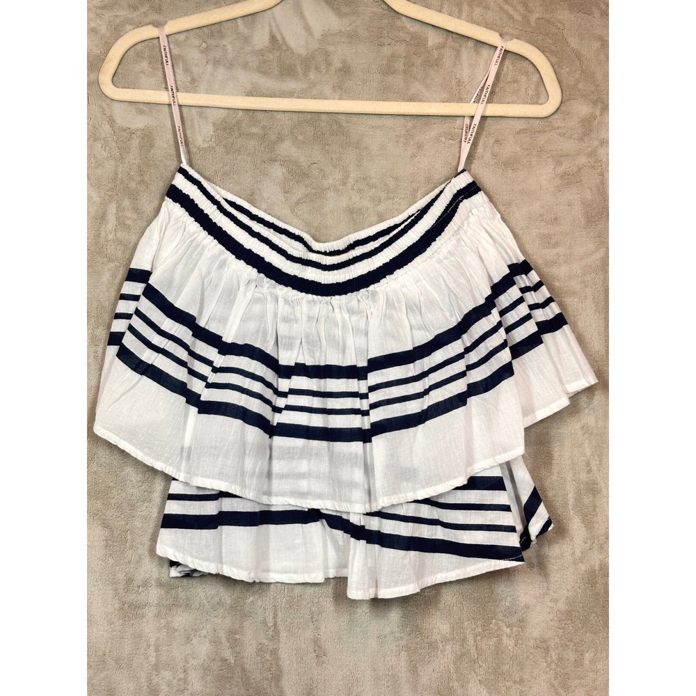 Faithfull the Brand Striped Ruffle Cami Top White Blue Boho Casual Summer